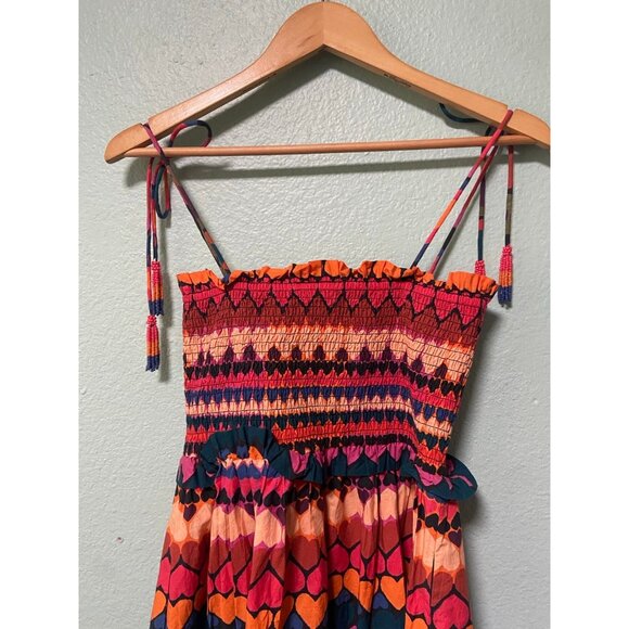 New NWT Farm Rio Anthropologie Beaded Heart Smocked Cover-Up Dress Size Small - Picture 8 of 10